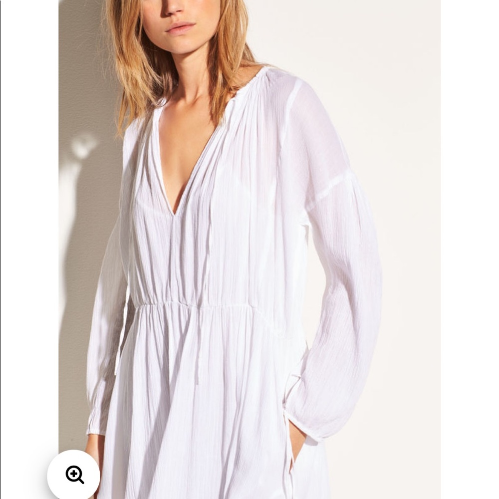Vince Shirred Seamed Cotton Dress